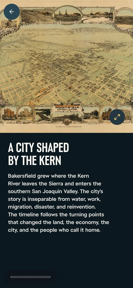 Scene one on a phone, with the 1901 map on top and the headline and paragraphs below it
