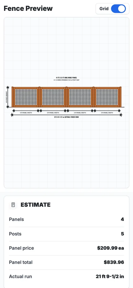 The fence drawing on a phone above the estimate