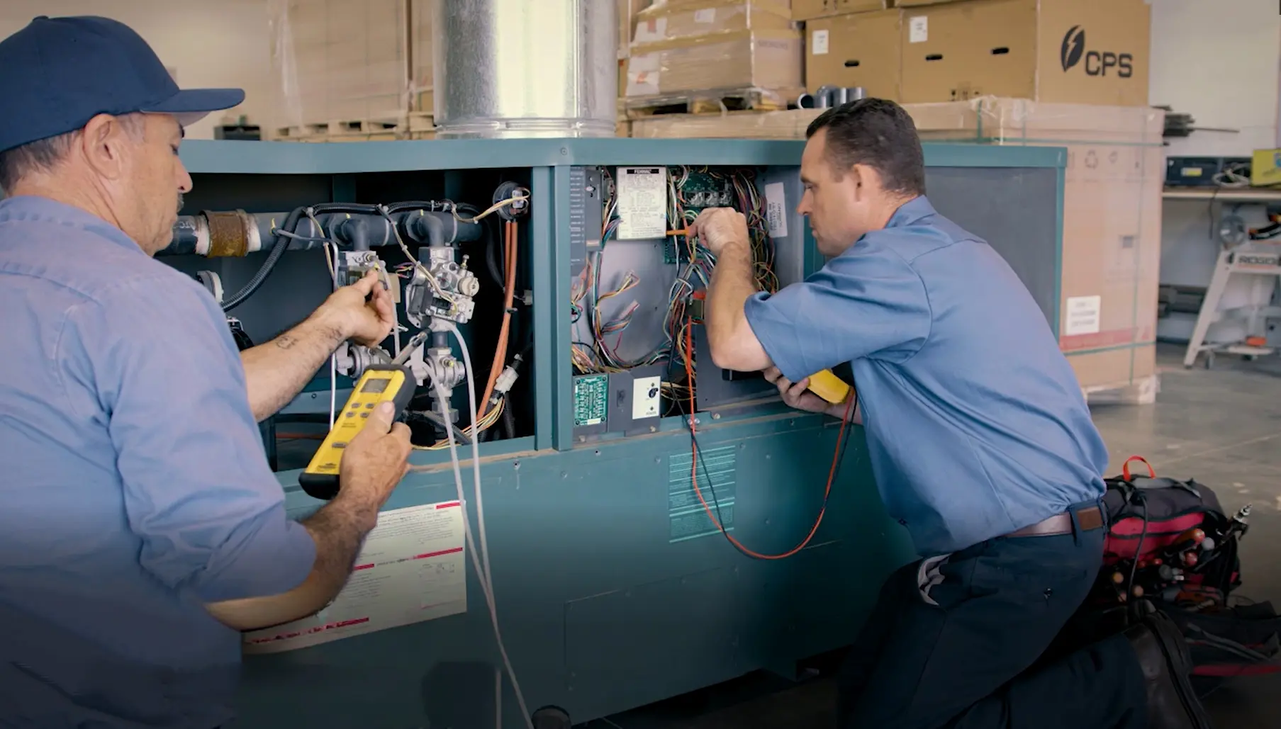 Industrial boiler-room plumbing work