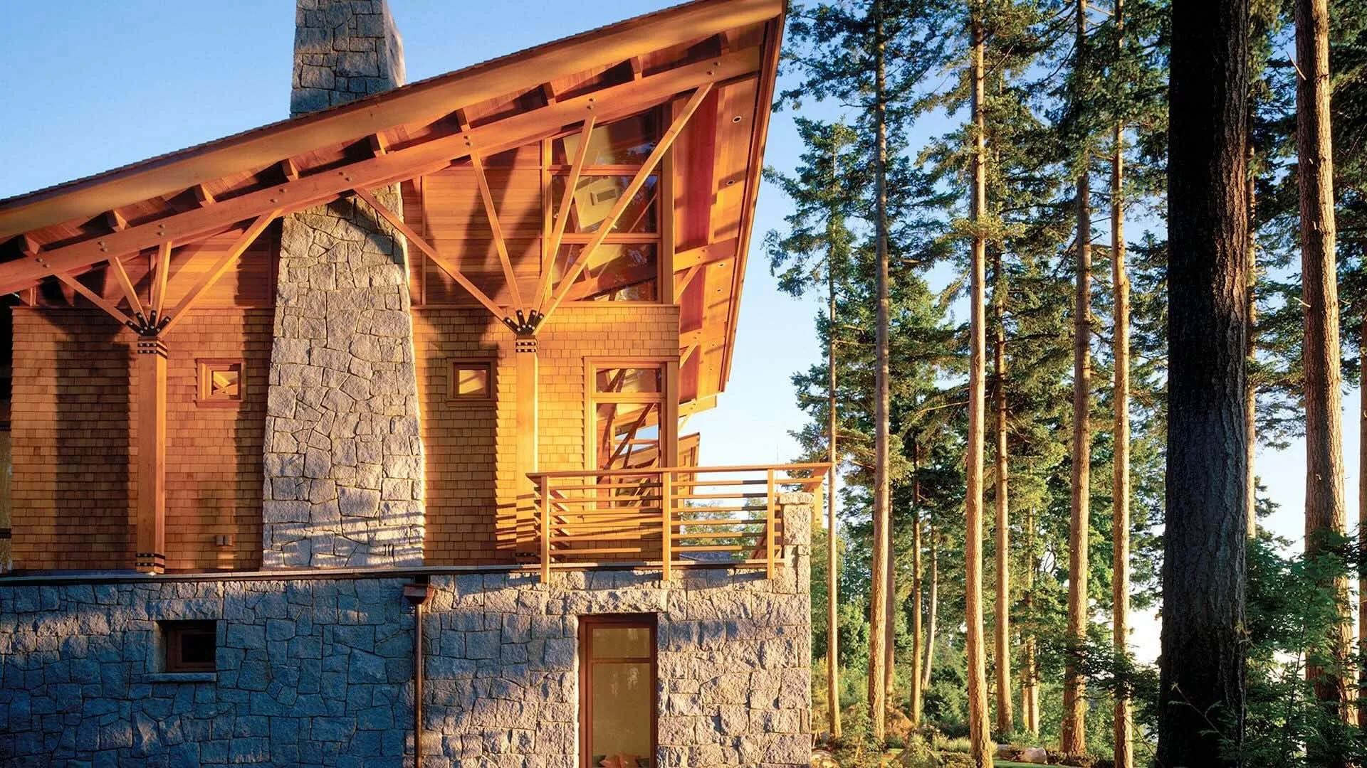 Cedar home at golden hour