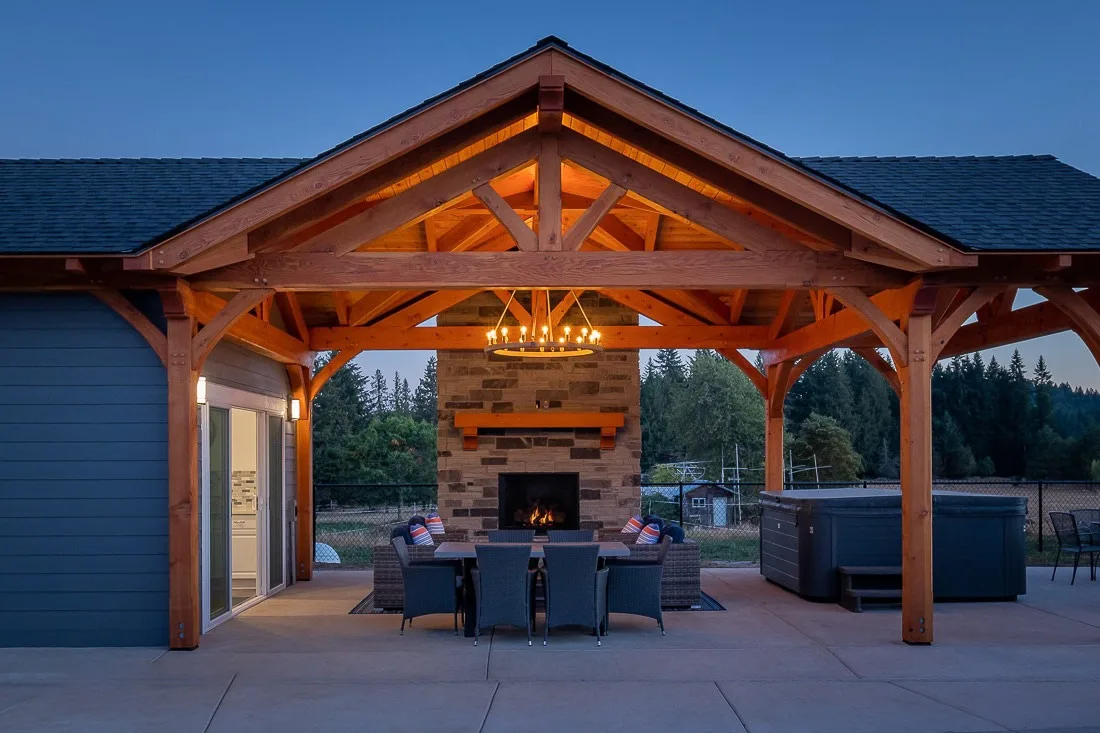 Outdoor cedar patio structure
