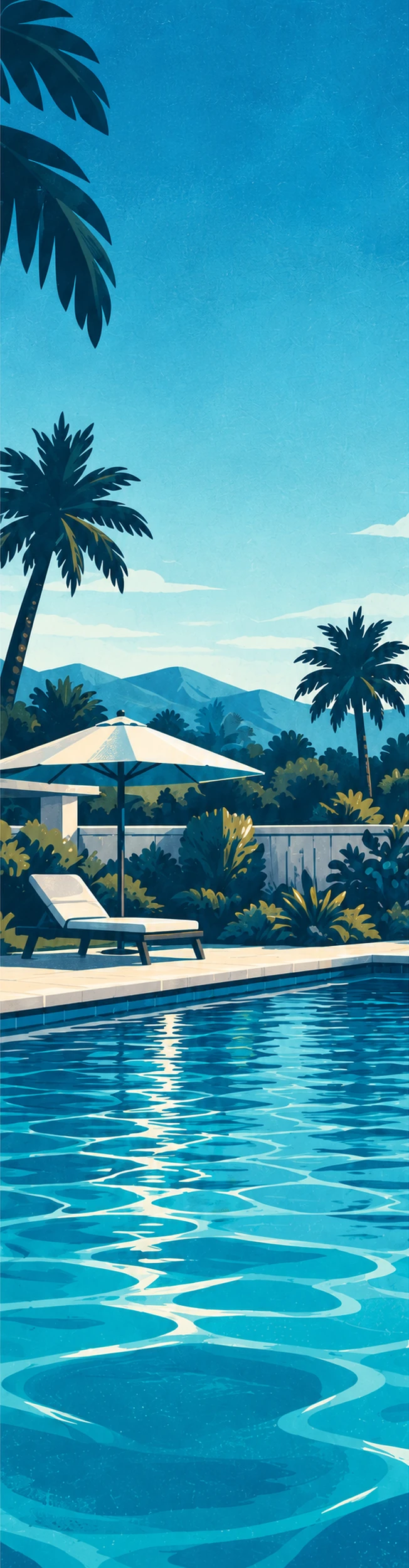 Illustrated Bakersfield backyard pool with palm trees