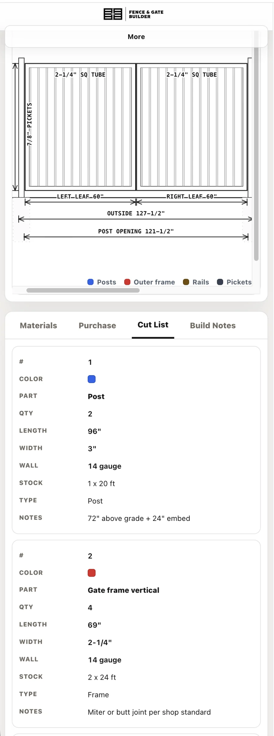 Fence and Gate Builder mobile application