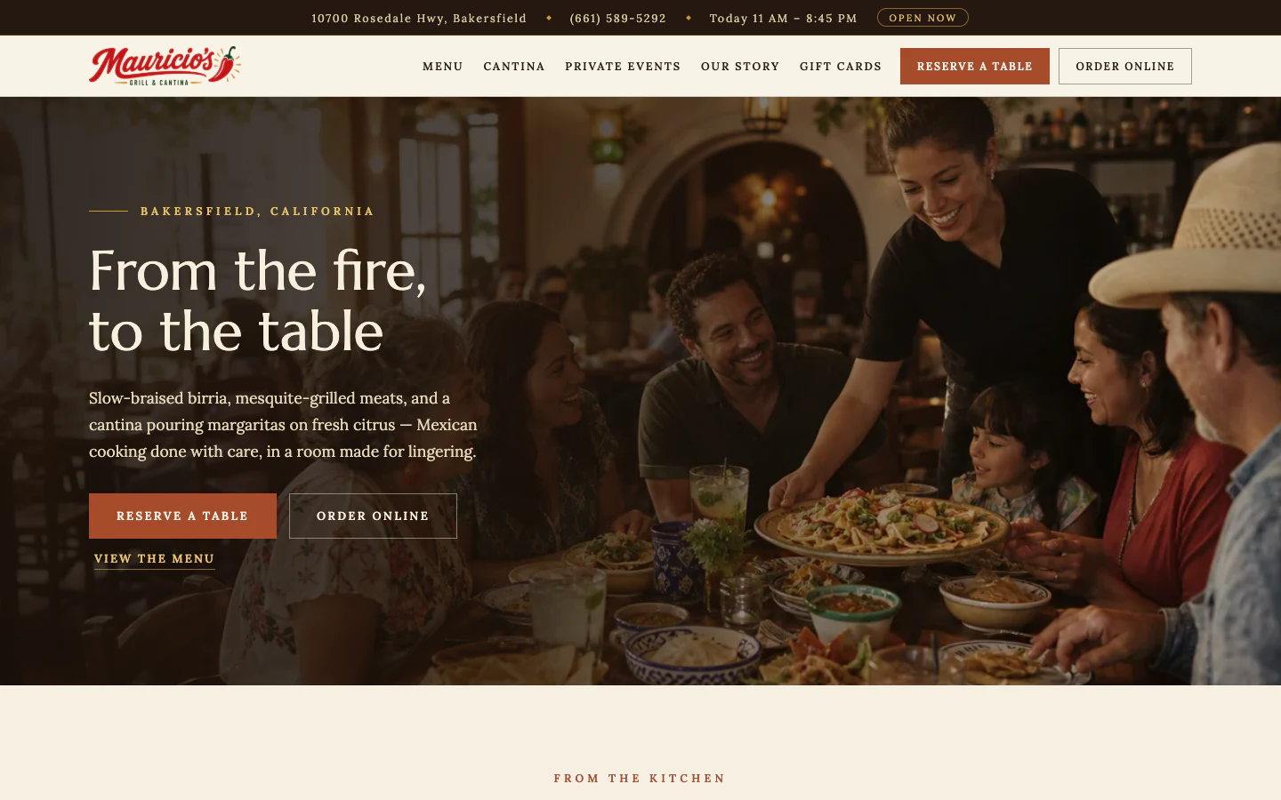 Full Mauricio's Grill and Cantina working homepage prototype