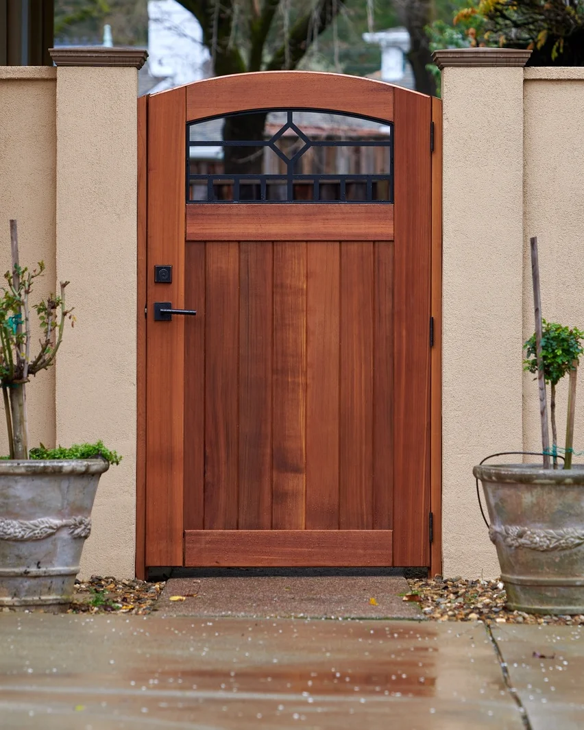 Western Red Cedar gate with custom iron detail