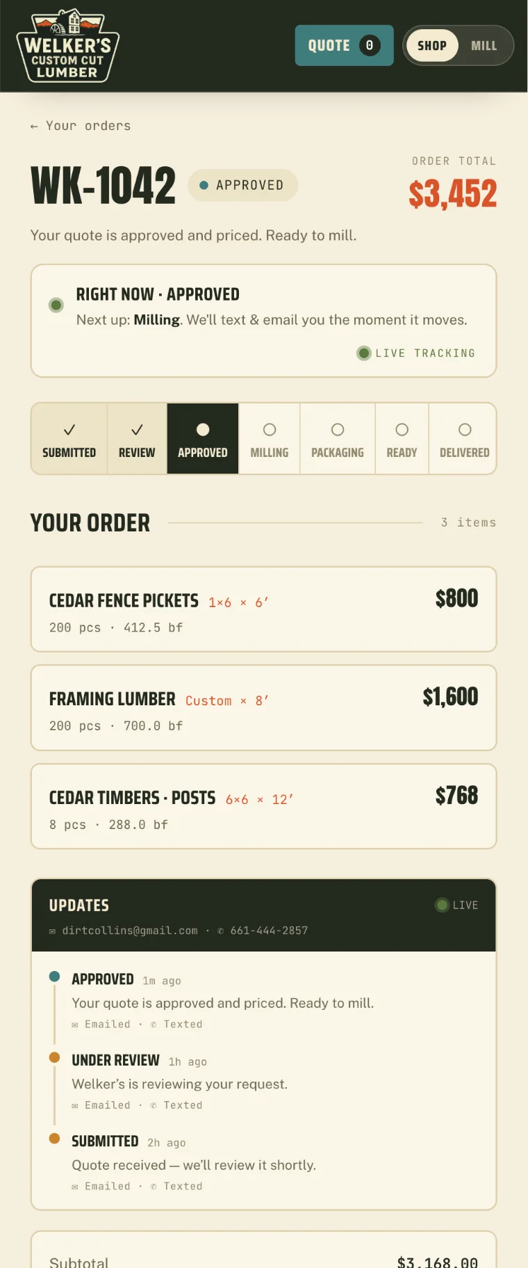 Welker's mobile lumber commerce experience