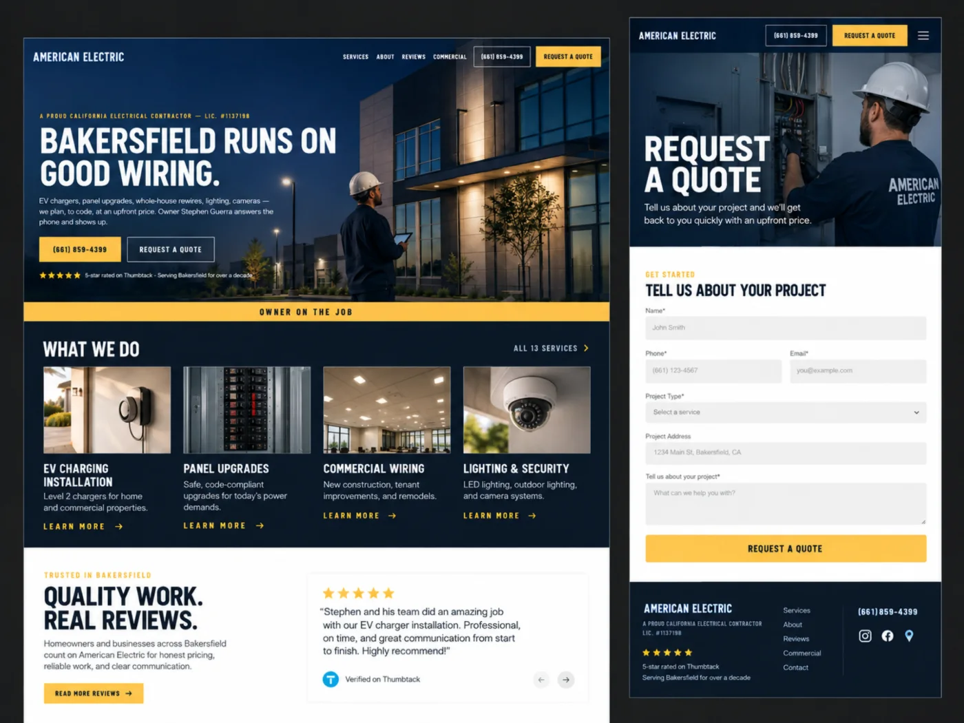 American Electric website prototype
