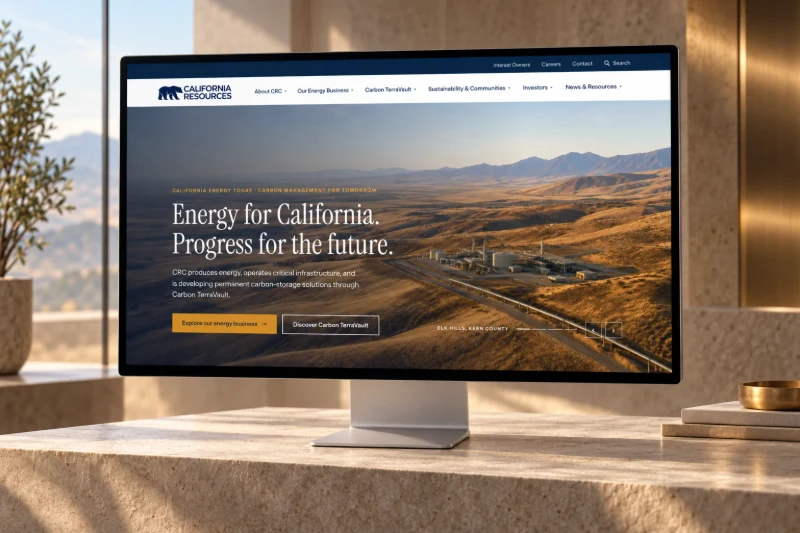 California Resources website on a desktop display