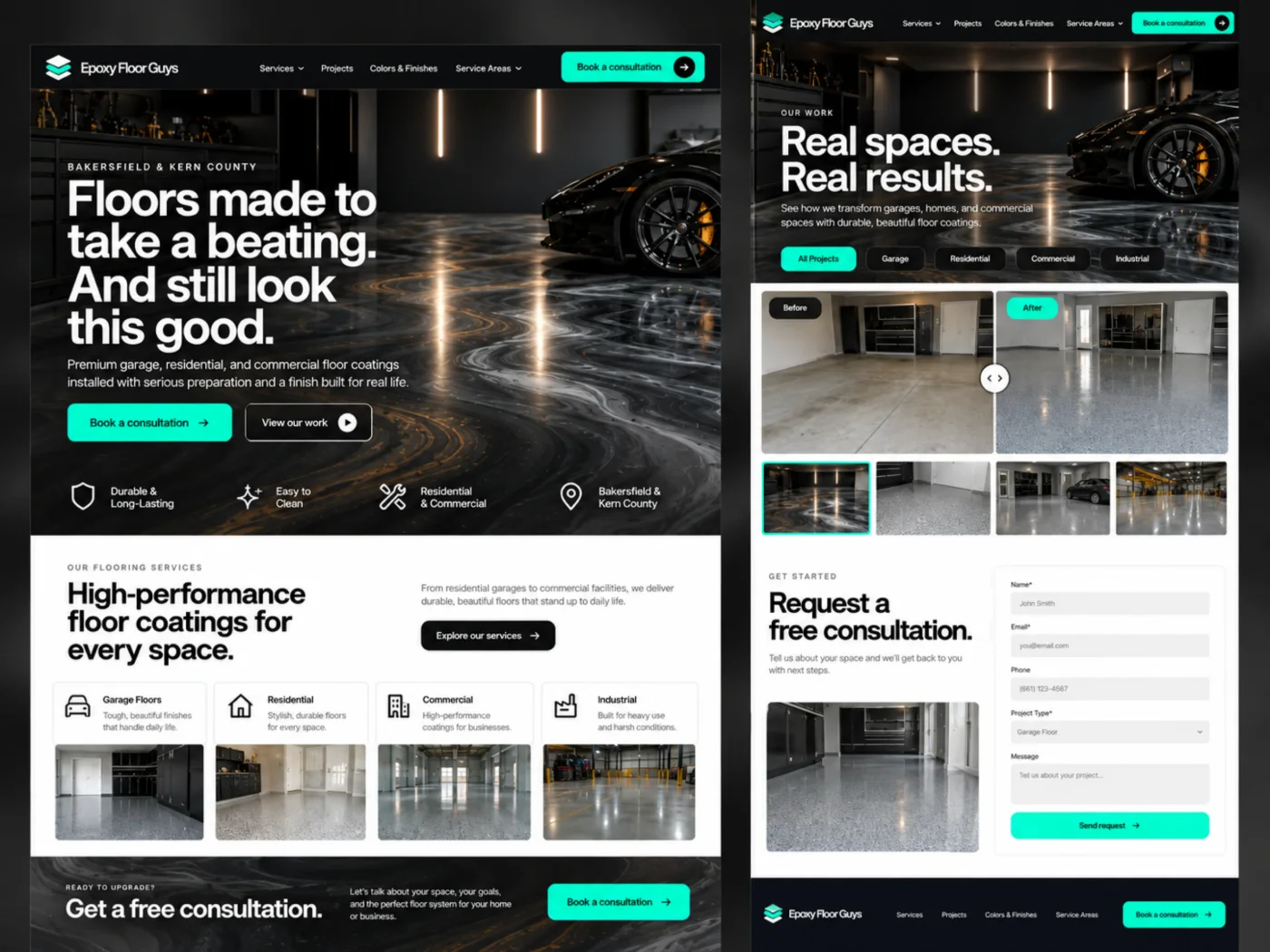 Epoxy Floor Guys website on desktop and mobile