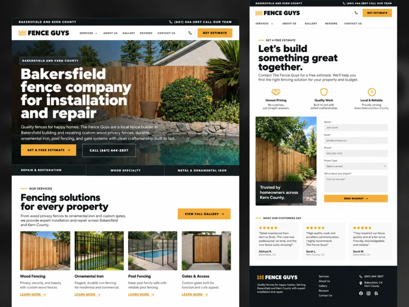 The Fence Guys website on desktop and mobile