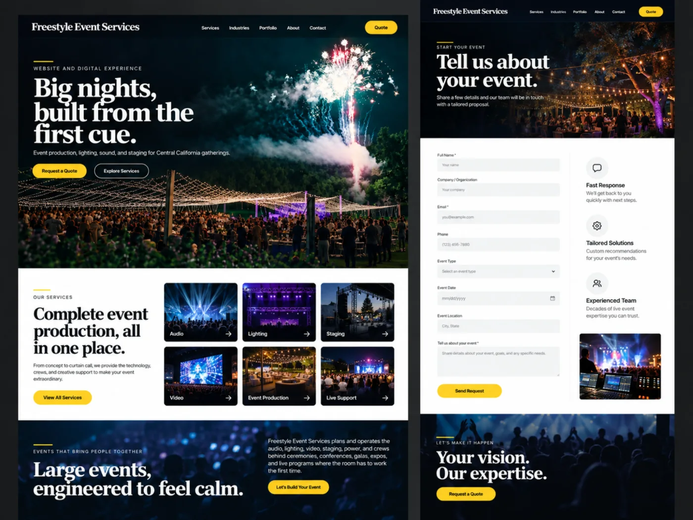Freestyle Event Services website on desktop and mobile