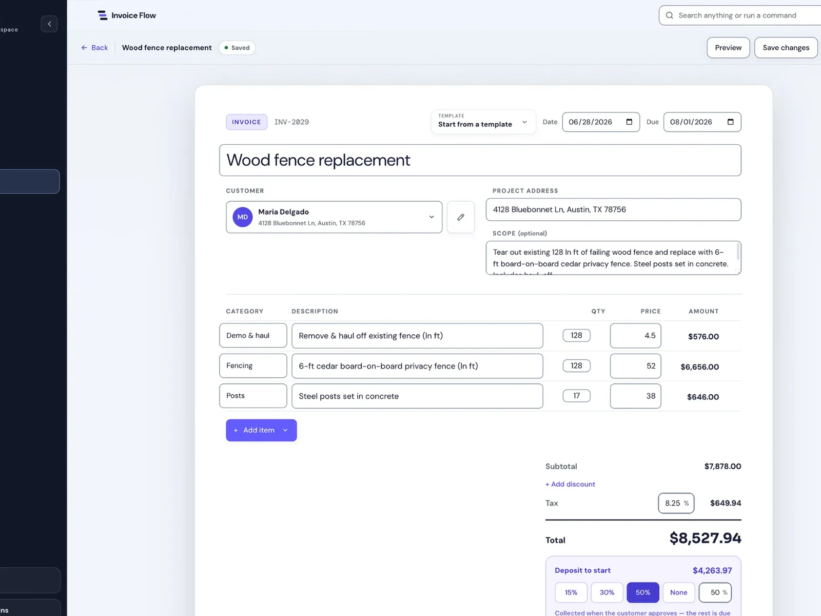 Invoice Flow invoice builder