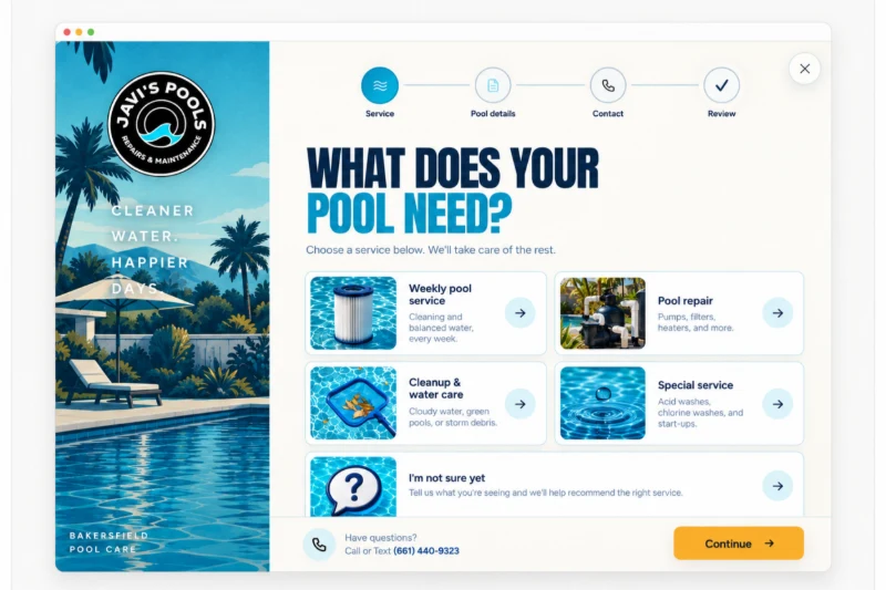 Javi's Pools service request form