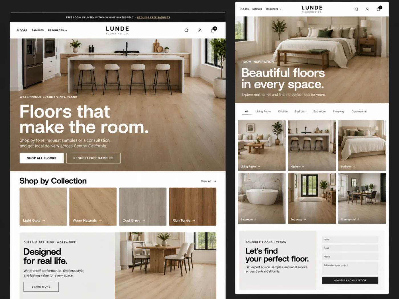 Lunde Flooring e-commerce website