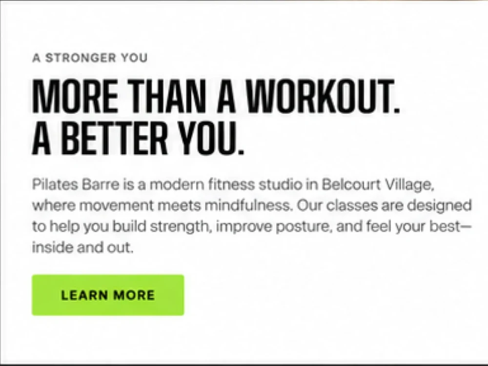 The More than a workout, a better you section of the homepage