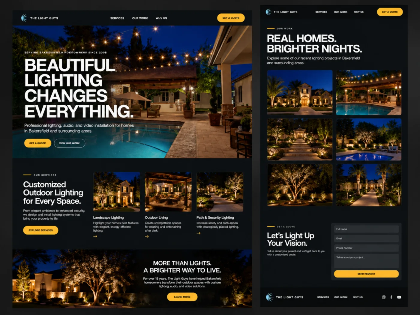 The Light Guys year-round website on desktop and mobile