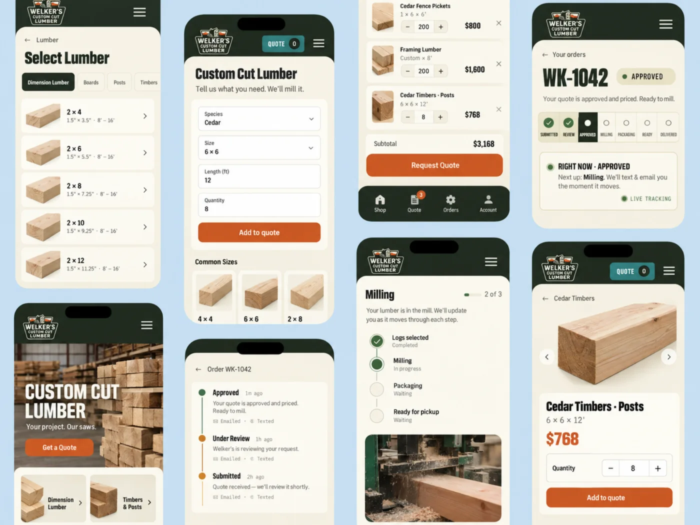 Welker’s live board-foot product configurator