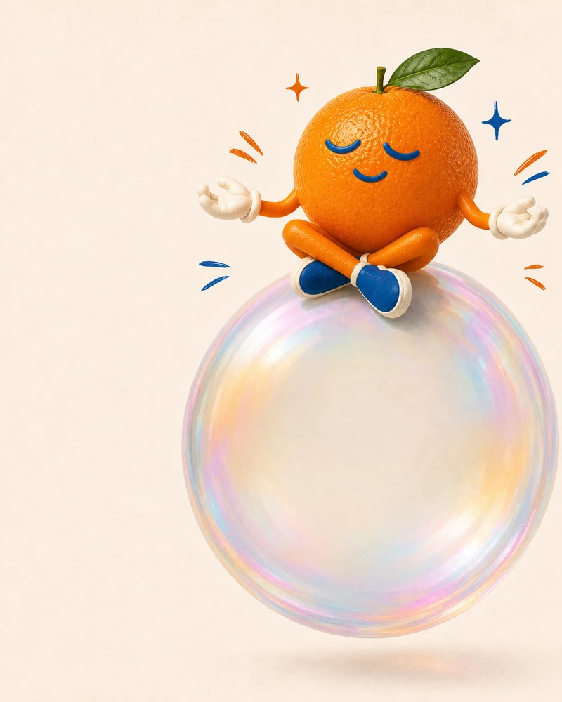 Halos character balancing on a translucent bubble