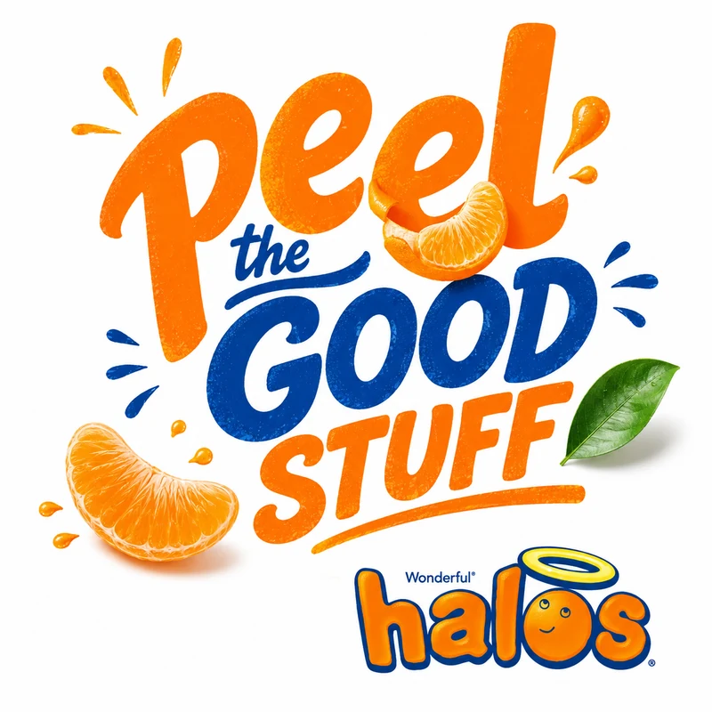 Peel the Good Stuff typography-led Halos advertisement