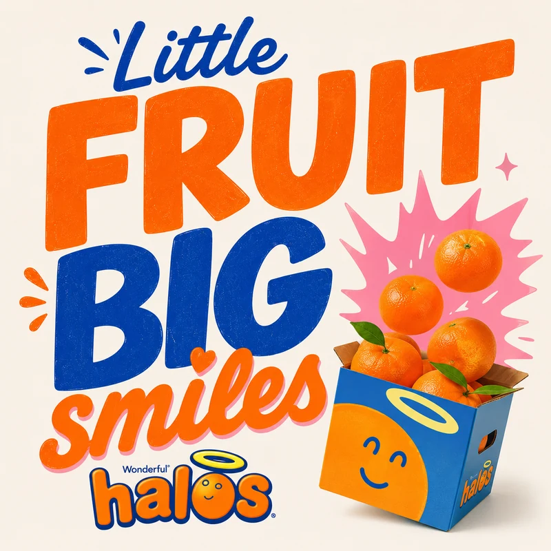Little Fruit. Big Smiles. Halos typography advertisement