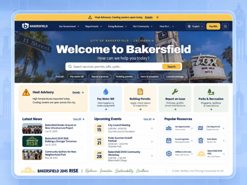 City of Bakersfield website homepage