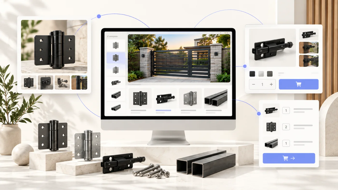 Gate hardware online store on a desktop display