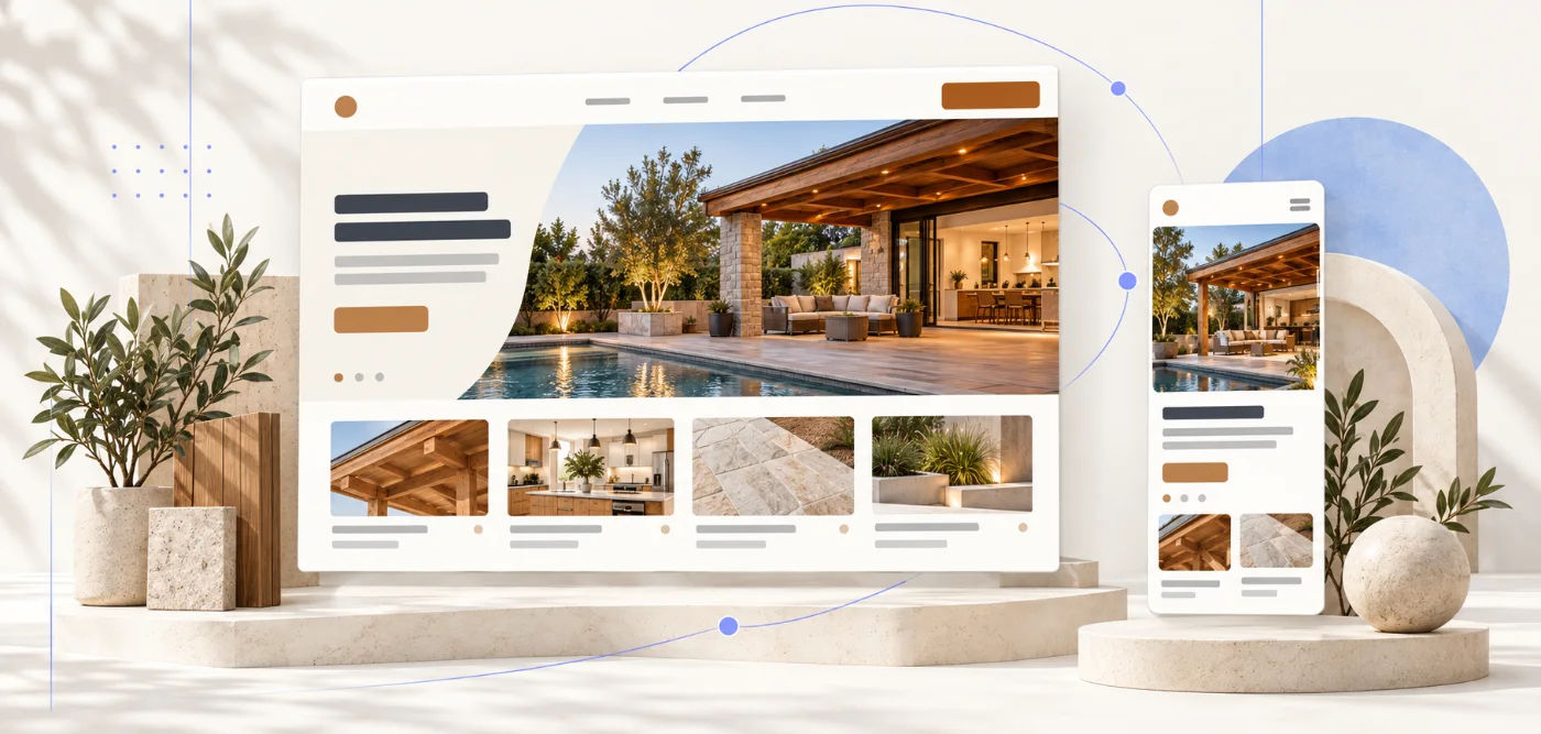 Outdoor living website on desktop and phone